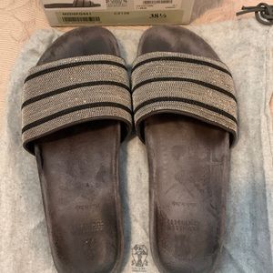 Brunello Cucinelli Monili Silver & Black Sandals Sz 38.5 $1895